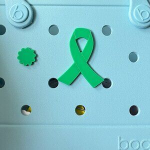 Green Cancer Ribbon Gallbladder Bogg Charm-Cancer Ribbon Bogg Charm-New